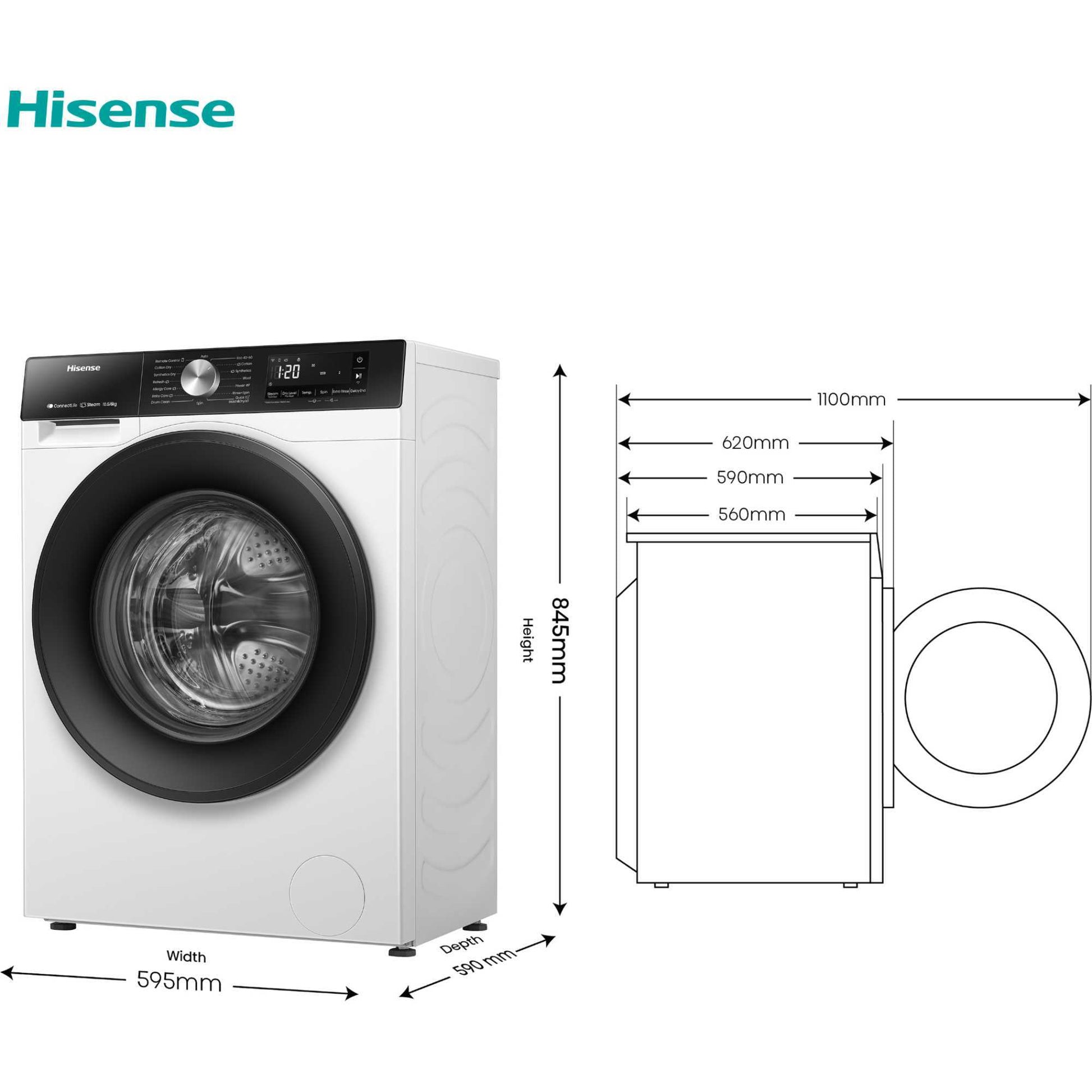 Hisense 10.5kg Wash 6kg Dry 1400rpm Washer Dryer - WD3S1043BW3
