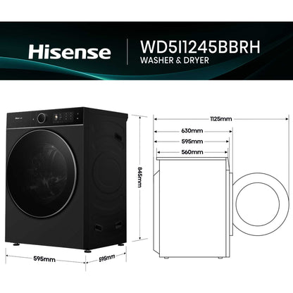 Hisense WD5I1245BBRH 5i Series 12/8kg 1400rpm Washer Dryer - Black