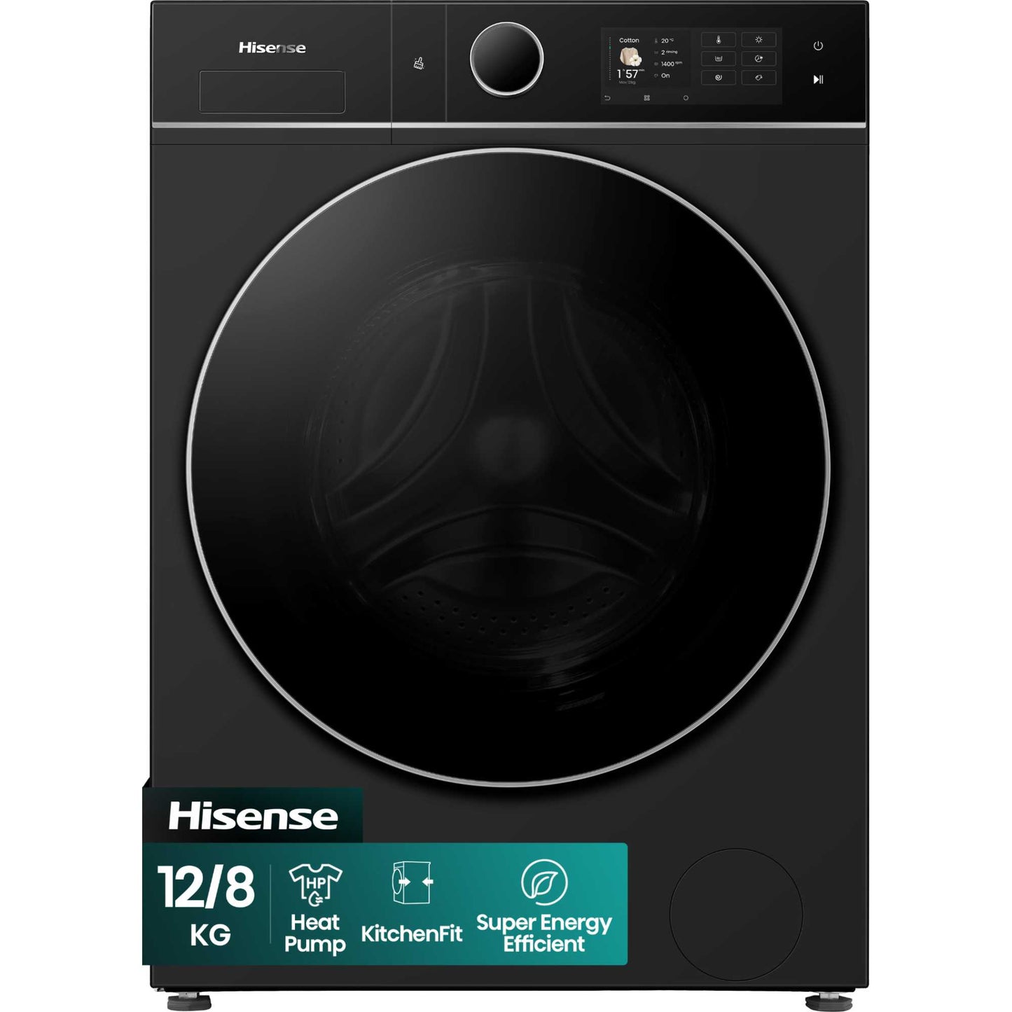 Hisense WD5I1245BBRH 5i Series 12/8kg 1400rpm Washer Dryer - Black