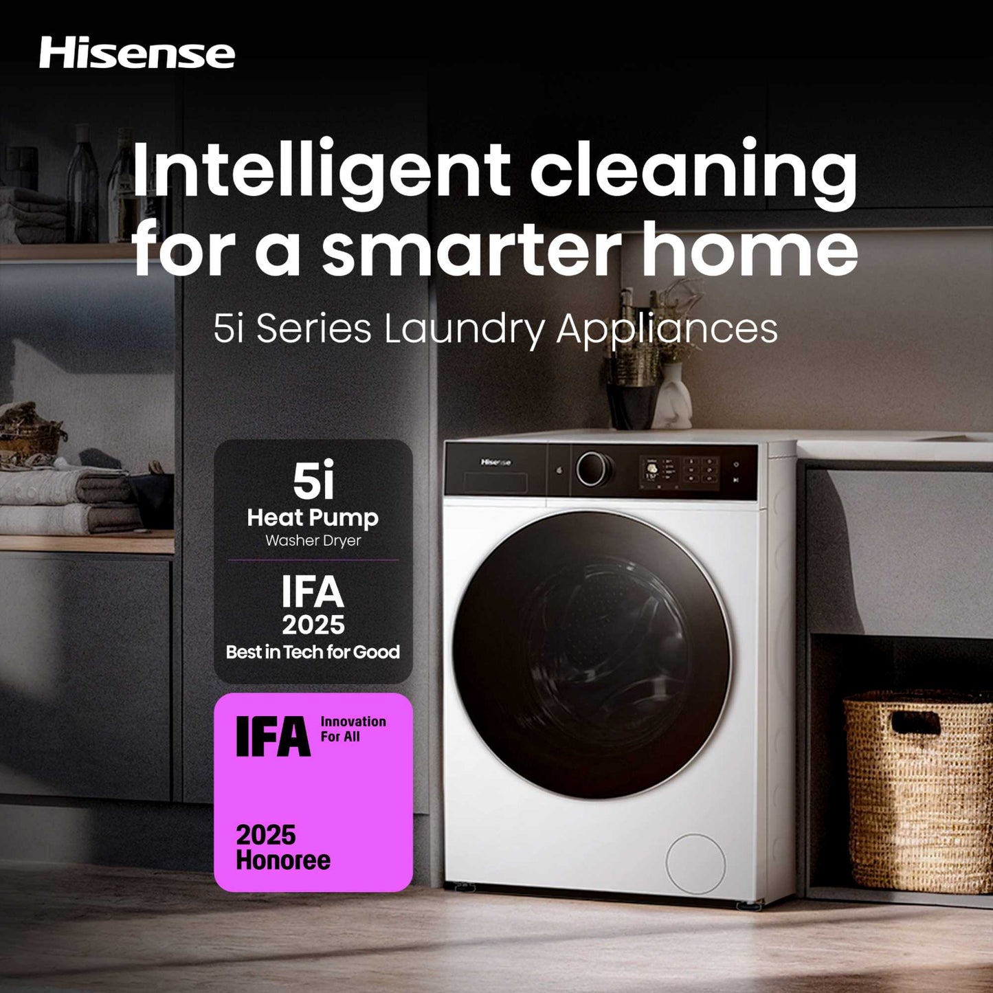 Hisense KitchenFit 5i Series 12kg Wash 8kg 1400rpm Washer Dryer - WD5I1245BWRH