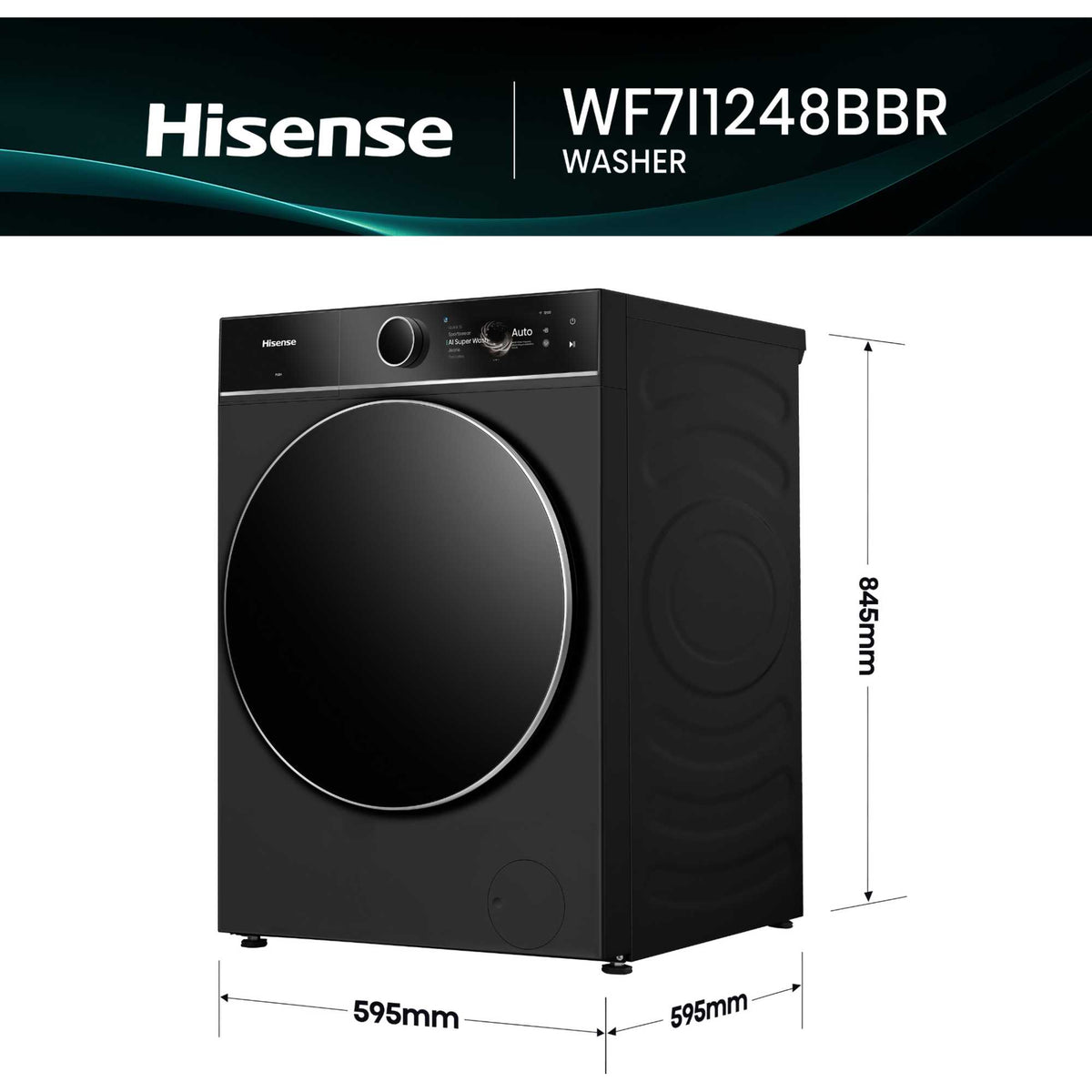 Hisense 12kg 1400rpm Washing Machine - WF7I1248BBR