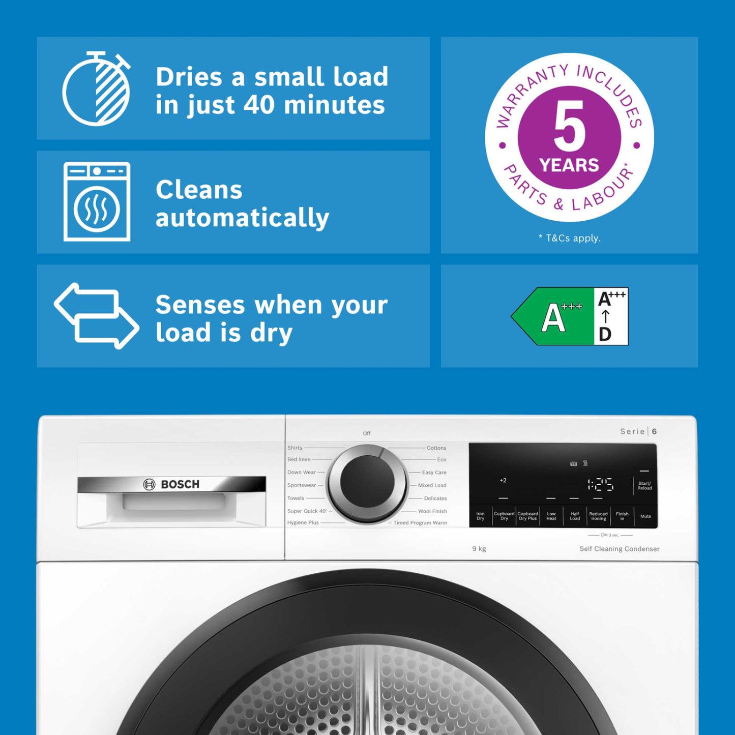 Bosch Series 6 9kg Heat Pump Tumble Dryer - WQG24502GB