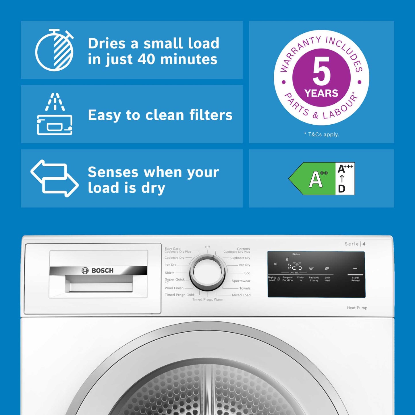 Bosch Series 4 8kg Heat Pump Tumble Dryer - WTH85226GB
