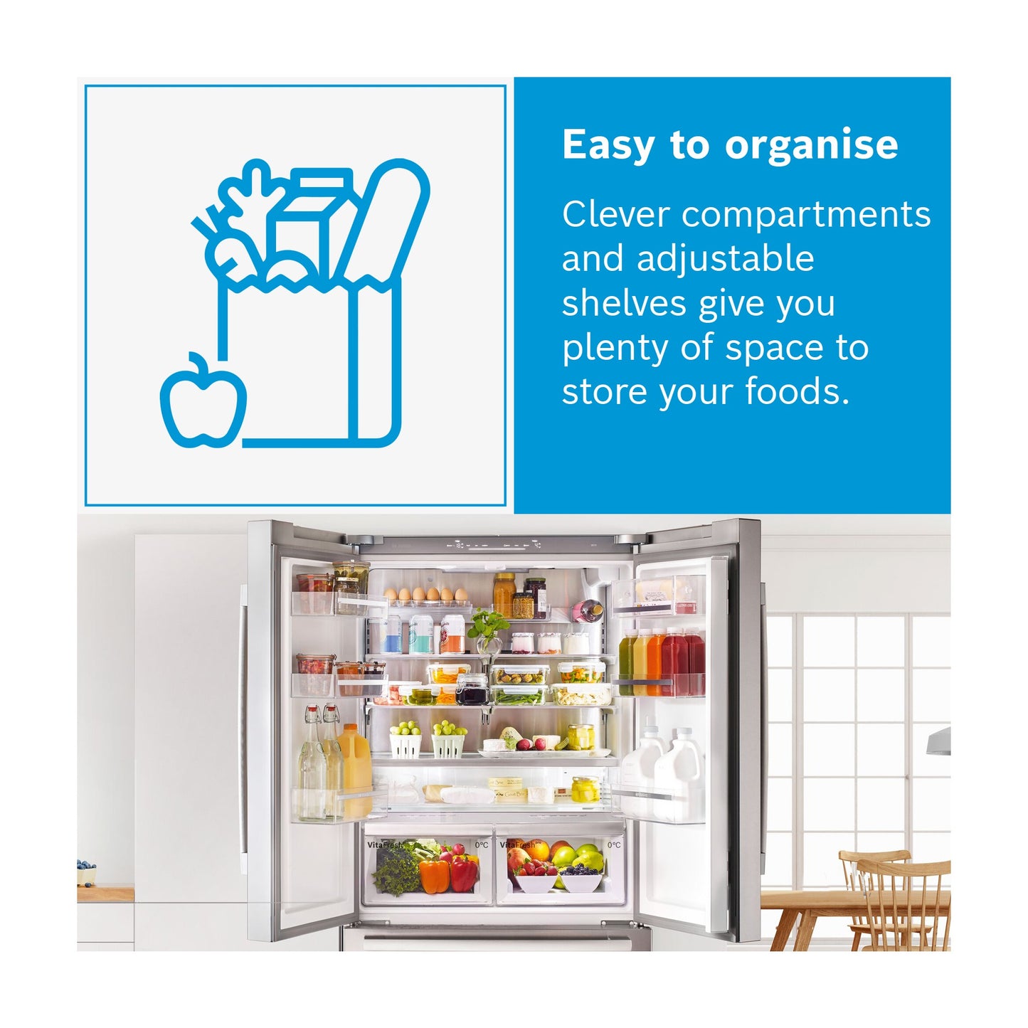 Bosch Series 8 American Style Fridge Freezer 60/40 No Frost - Stainless Steel - KFF96PIEP