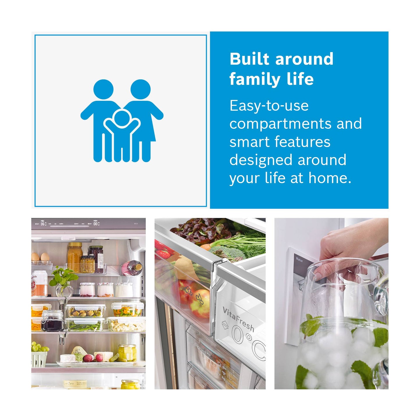 Bosch Series 8 American Style Fridge Freezer 60/40 No Frost - Stainless Steel - KFF96PIEP