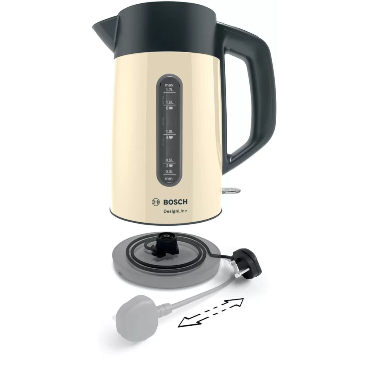 Bosch TWK4P437GB 3000W DesignLine Kettle - Cream