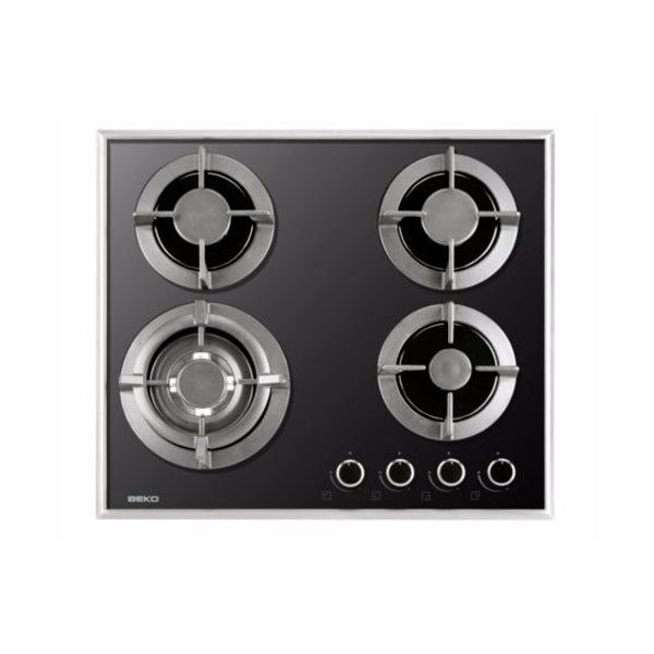 Beko QHGW6422B 4 Cast Iron Hob Gas Burner with Wok Burner