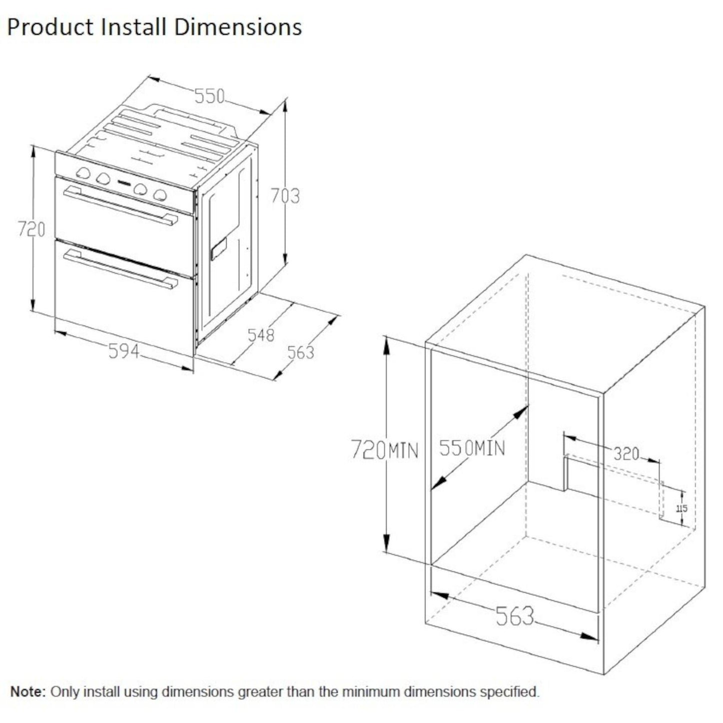 Belling BI703MFCBLK Double Multifunction Electric Built-Under Oven