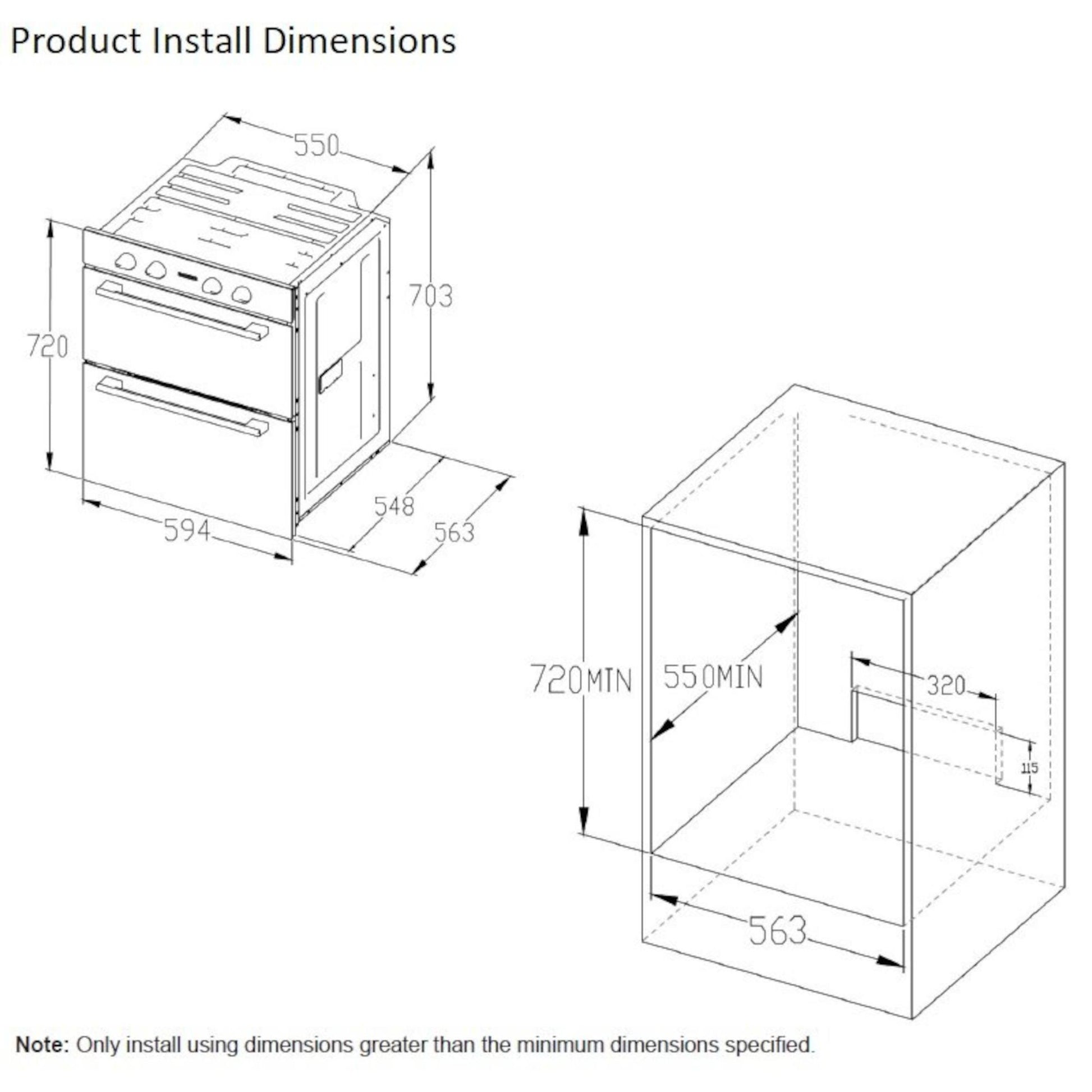 Belling BI703MFCBLK Double Multifunction Electric Built-Under Oven