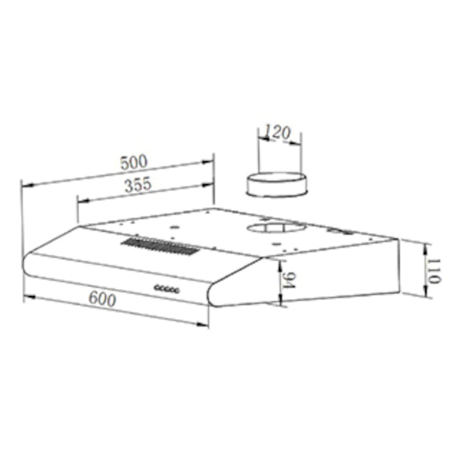 CDA CST62SS 60cm Visor Hood - Stainless Steel