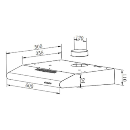 CDA CST62SS 60cm Visor Hood - Stainless Steel