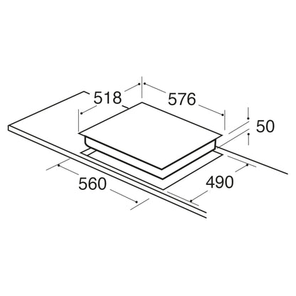 CDA HC6212FR 60cm 4 Zone Ceramic Hob