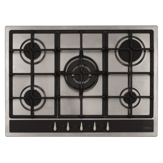 CDA HG7351SS 70cm 5 Burner Gas Hob with Wok Burner