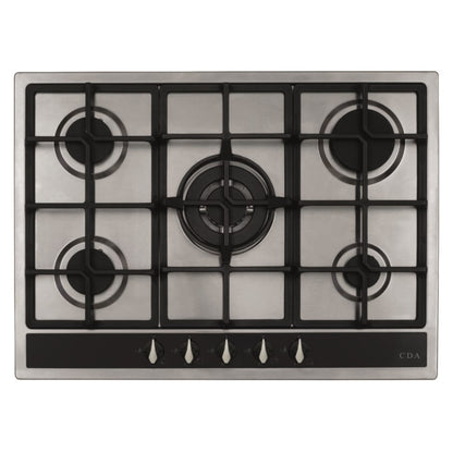 CDA HG7351SS 70cm 5 Burner Gas Hob with Wok Burner