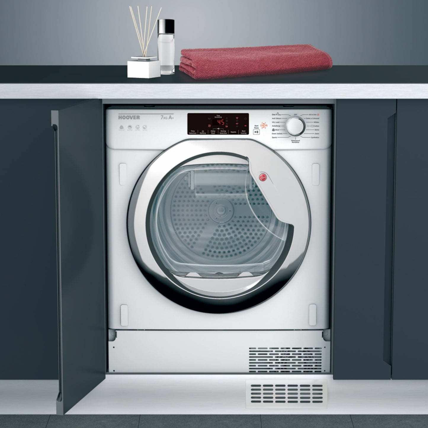 Hoover H-DRY 300 BHTD H7A1TCE-80 Built-In 7kg Smart Heat Pump Tumble Dryer