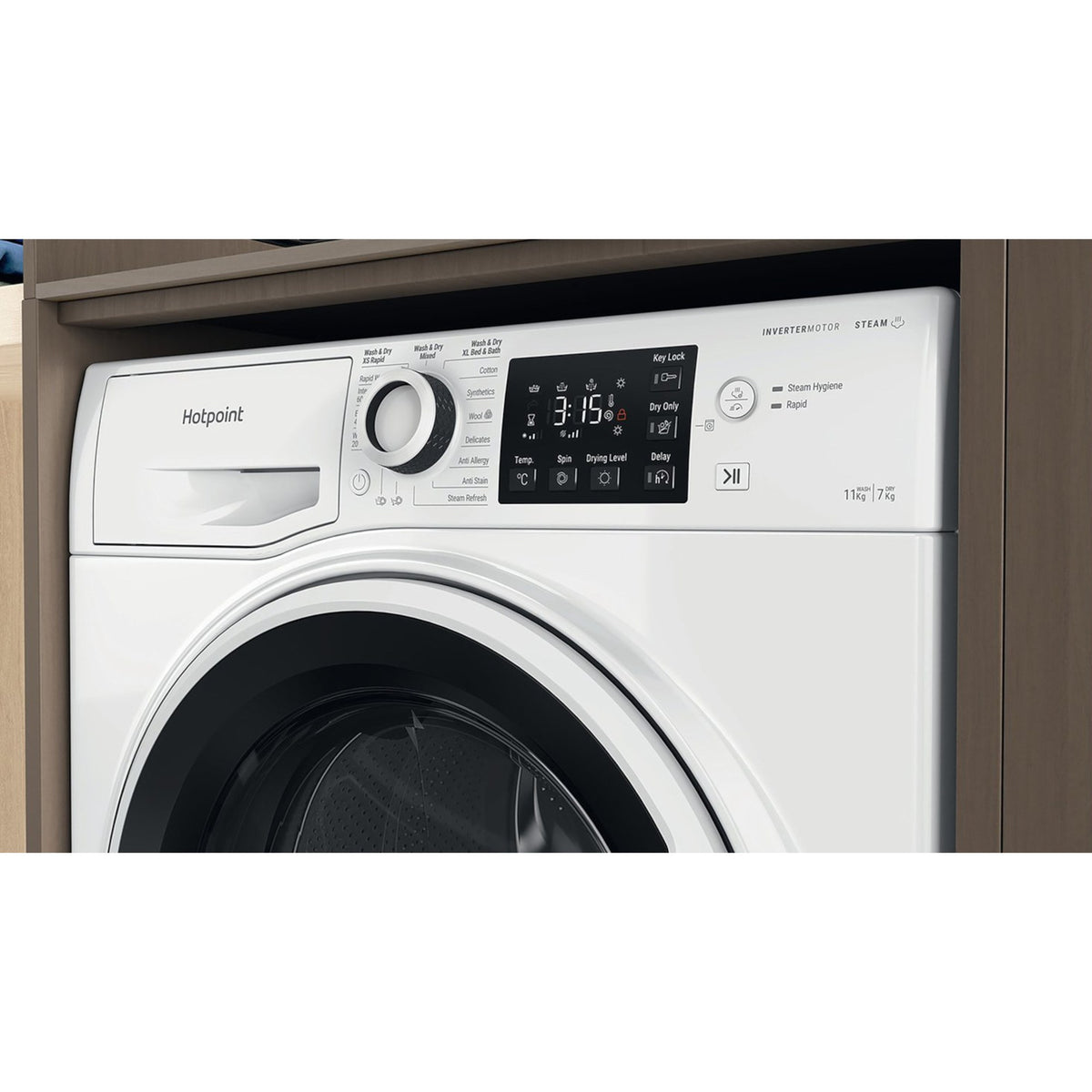 Hotpoint Anti-Stain 11kg Wash 7kg Dry 1600rpm Washer Dryer - NDB 11724 W UK