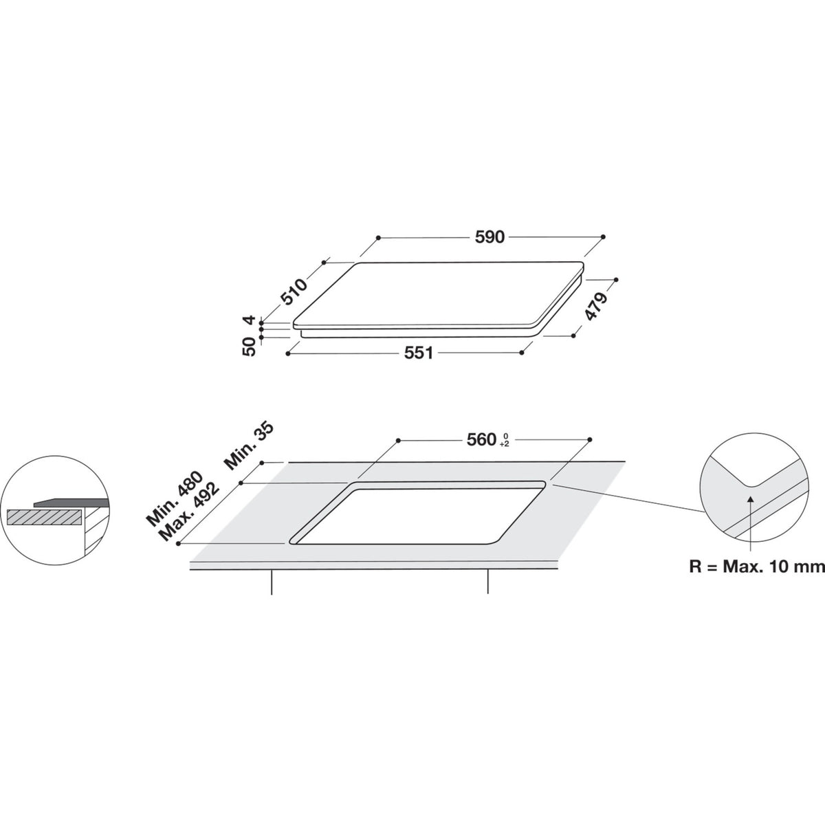 Hotpoint TB 7960C BF 60cm 4 Zone Induction Hob - Black