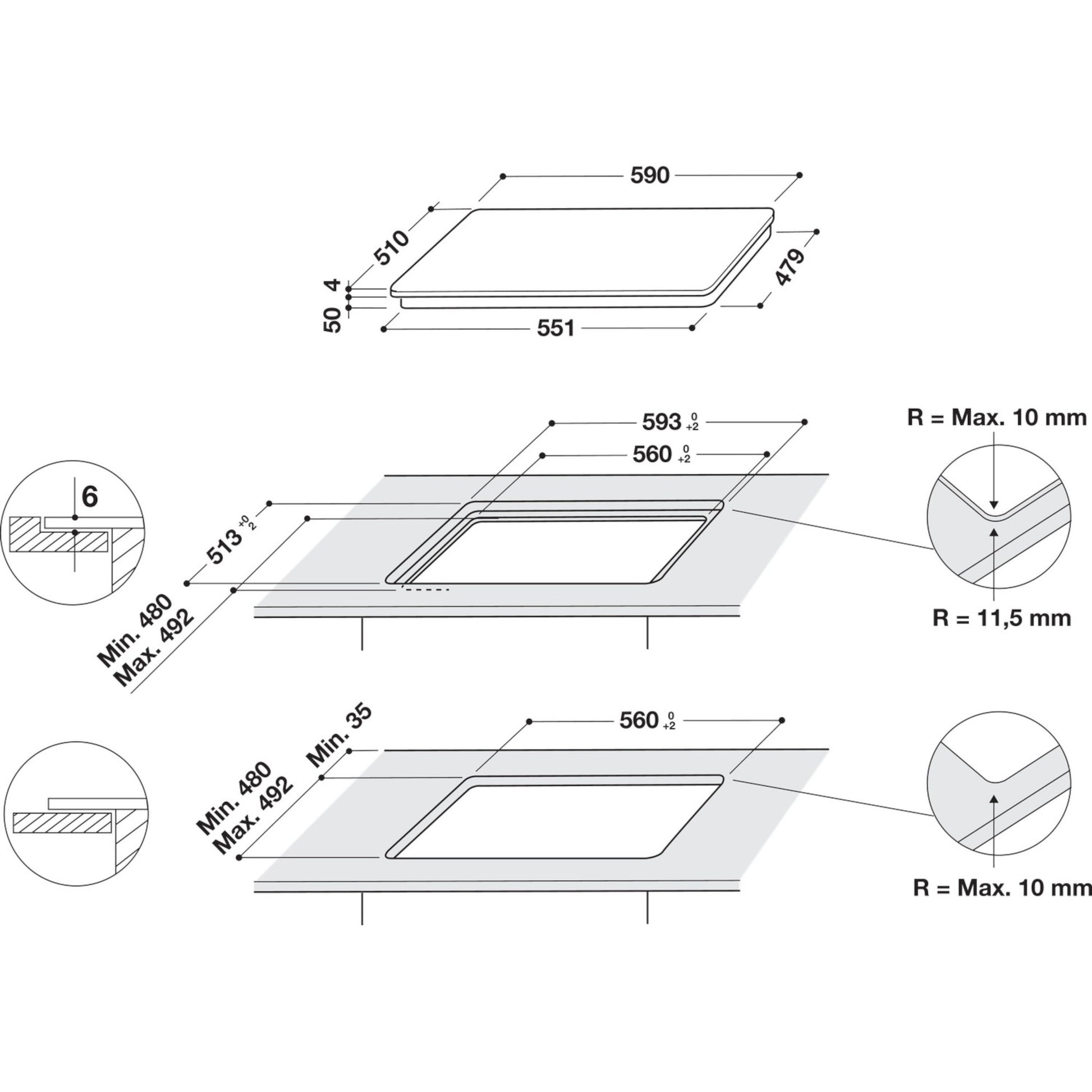 Indesit IS 83Q60 NE 60cm 4 Zone Induction Hob Electric - Black