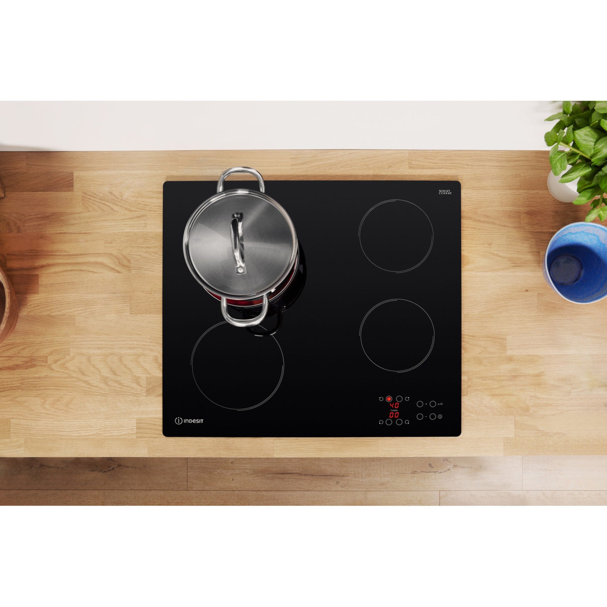 Indesit RI 161 C 60cm Built-In 4 Zone Ceramic Hob - Black