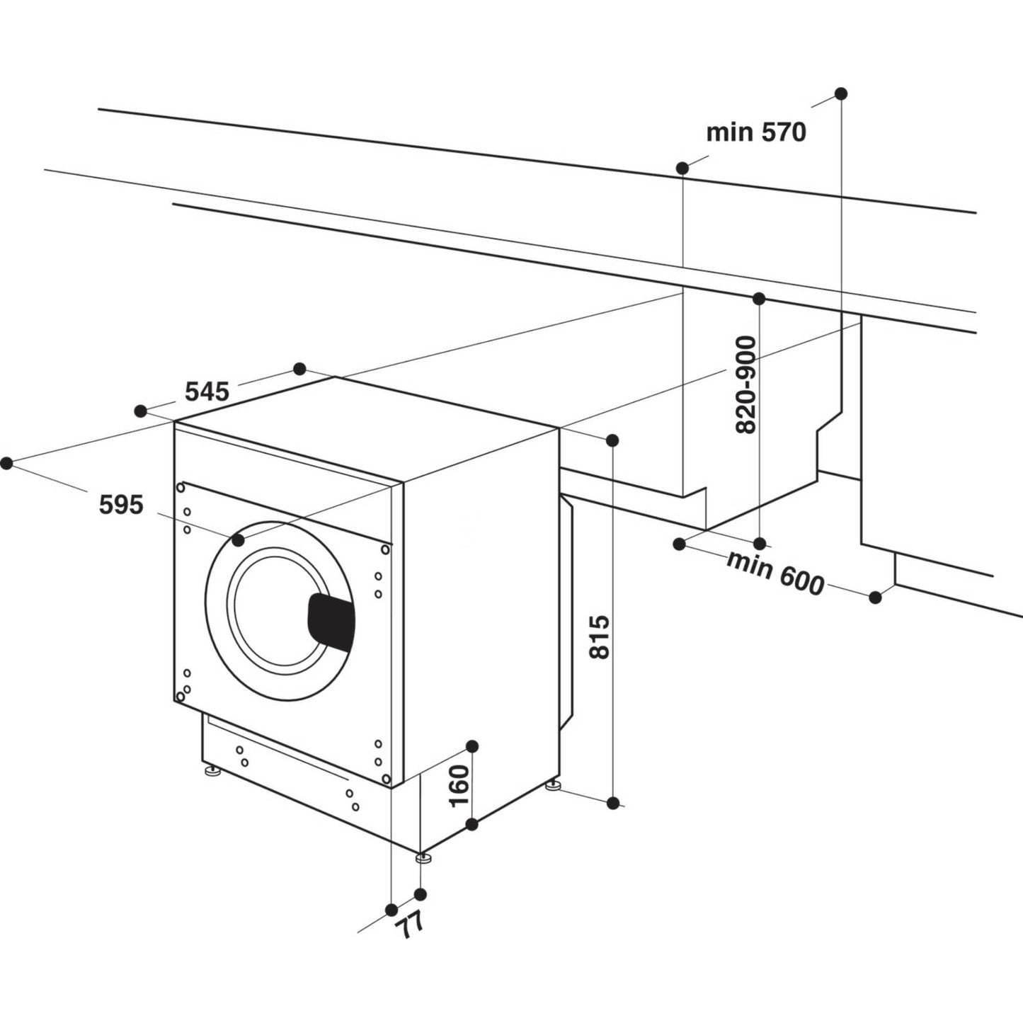 Hotpoint 8kg Wash 6kg Dry 1400rpm Built-In Washer Dryer - BI WDHG 861485 UK