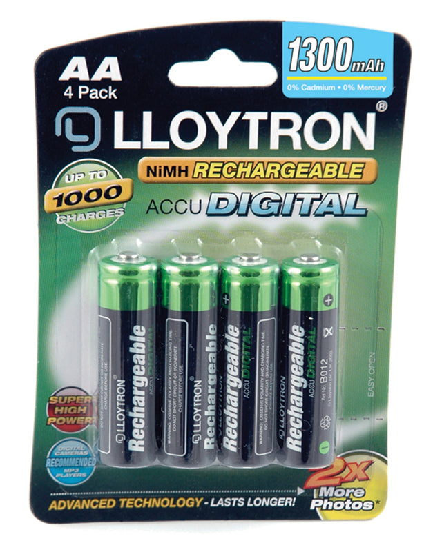 AA 1300MAH DIGITAL RECHARGEABLE BATTERIES 4PK