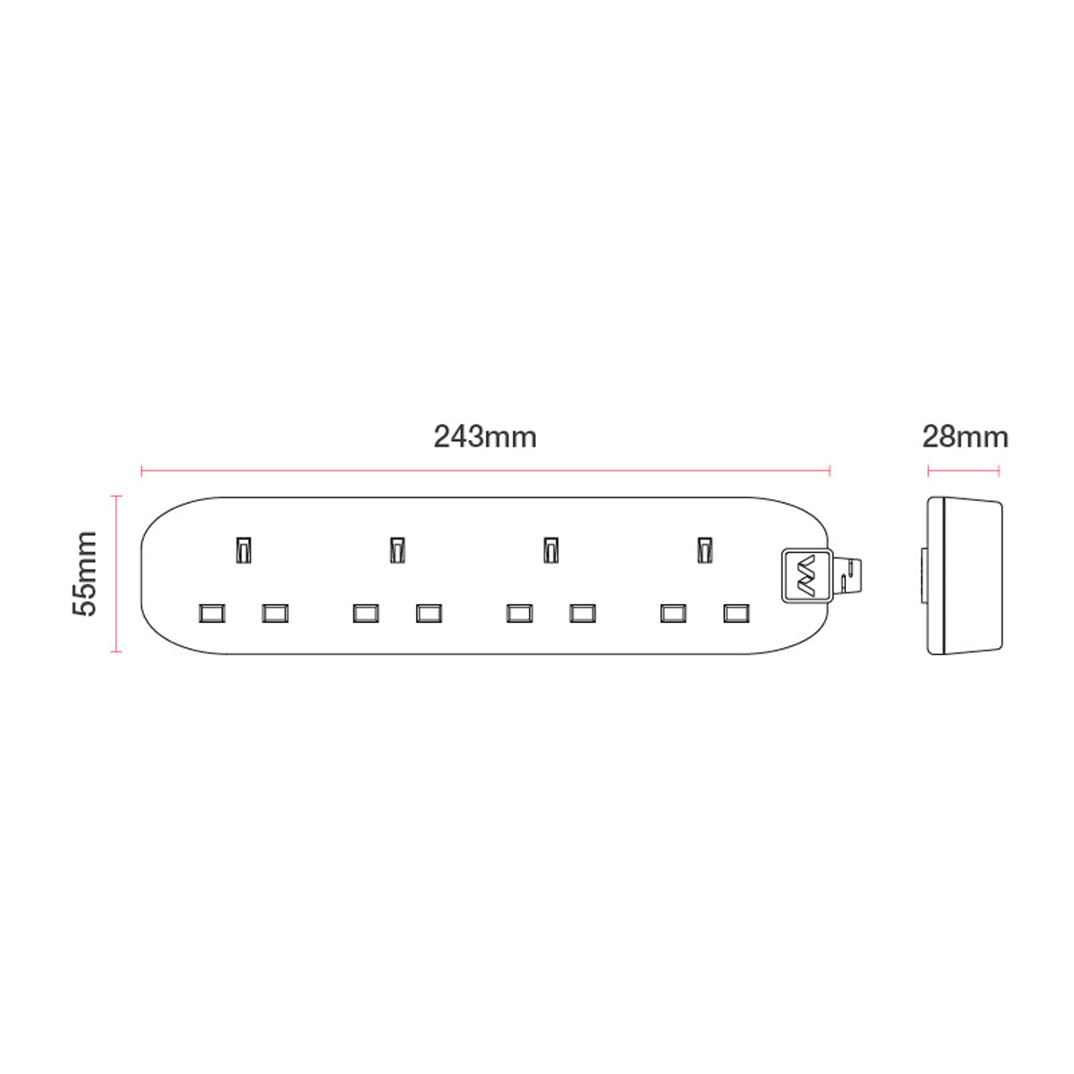 Masterplug BFG3MS 3m Mains Adapter with 4 Sockets