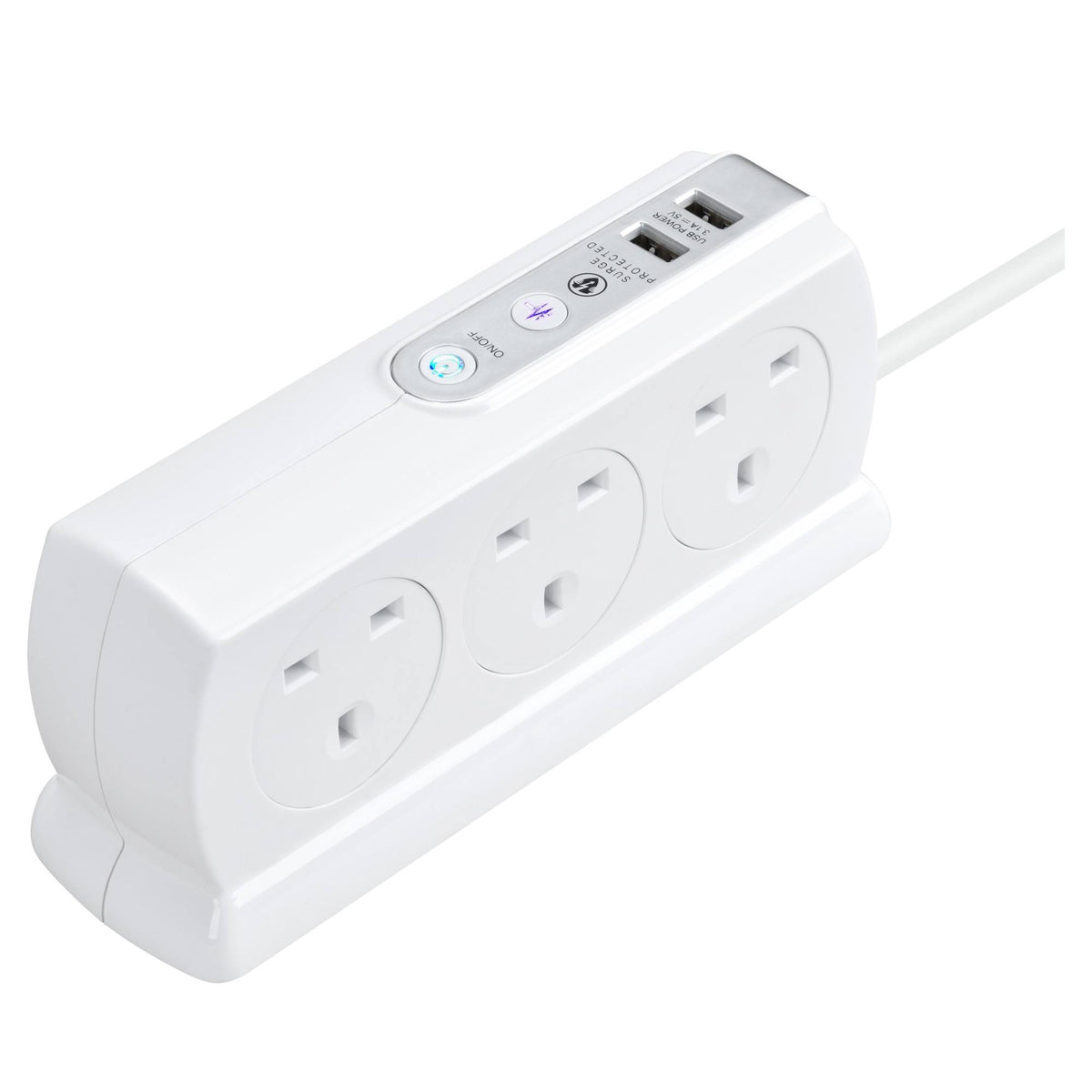 Masterplug SRGDSU62PW 6 Socket Extension Lead with 2 USB Ports