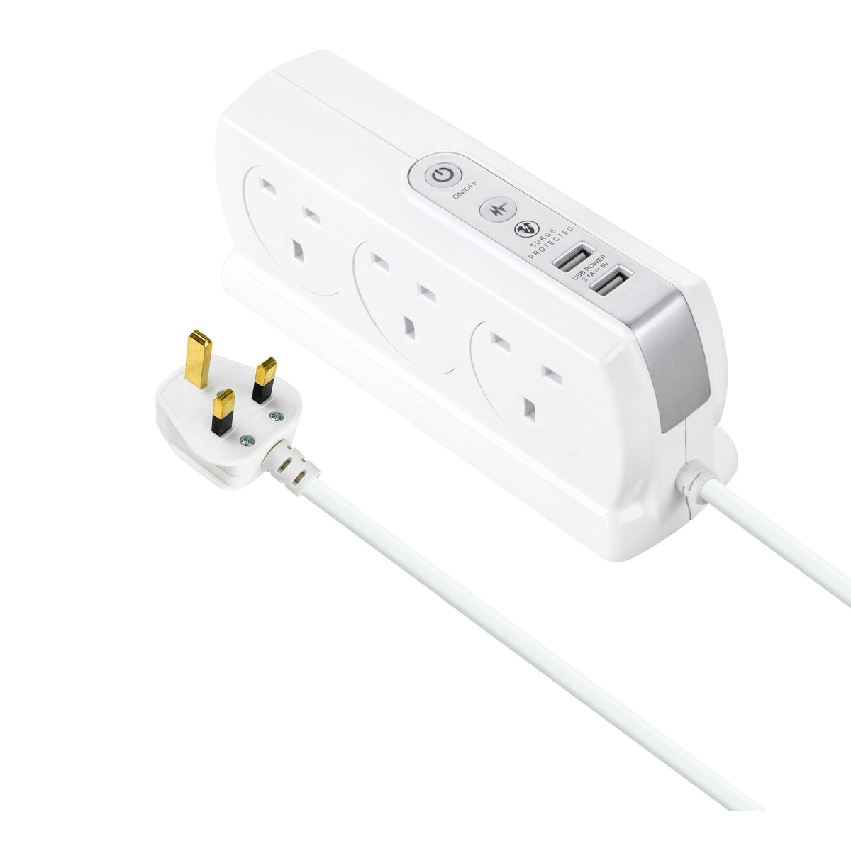Masterplug SRGDSU62PW 6 Socket Extension Lead with 2 USB Ports