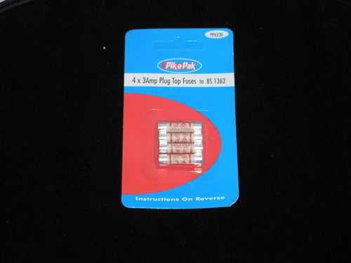 4 PACK 3A PLUG FUSES BS1362