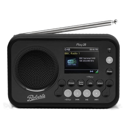 Roberts PLAY20-BLK Play 20 DAB+ & FM Portable Radio - Black