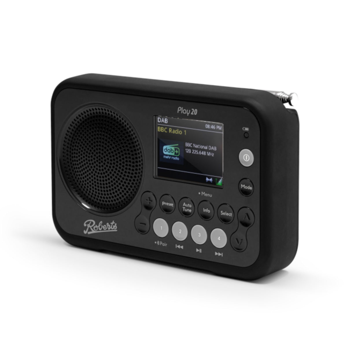Roberts PLAY20-BLK Play 20 DAB+ & FM Portable Radio - Black