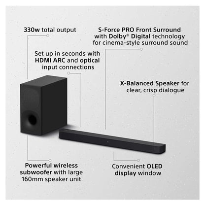 Sony HTSD40 Bluetooth Soundbar With Wireless Subwoofer