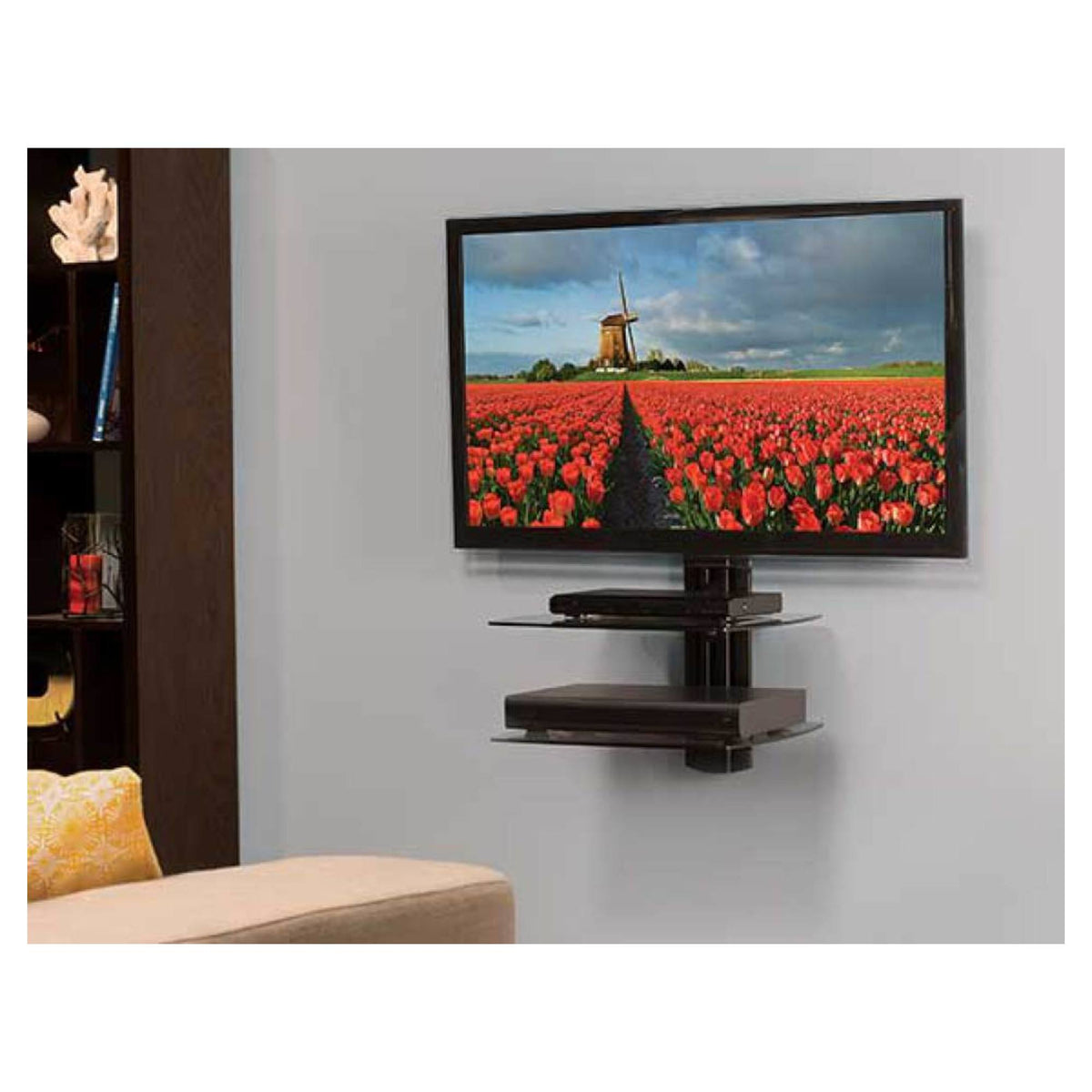 Sanus VF3012-B1 Dual Shelf for Under Wall Mounted TV - Black