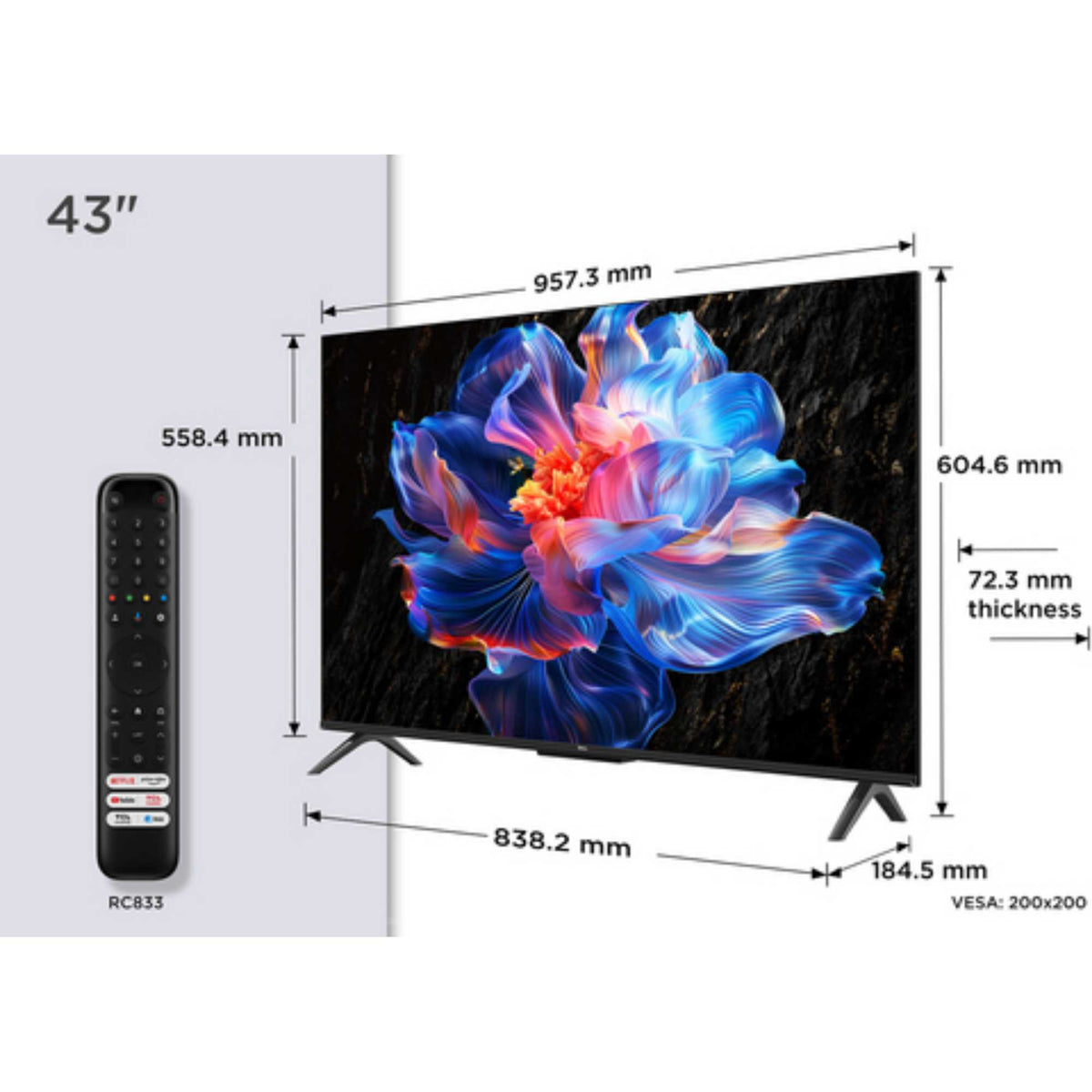 TCL V6CUK 43" 4K Ultra HD DLED HDR Google Smart TV - 43V6CUK