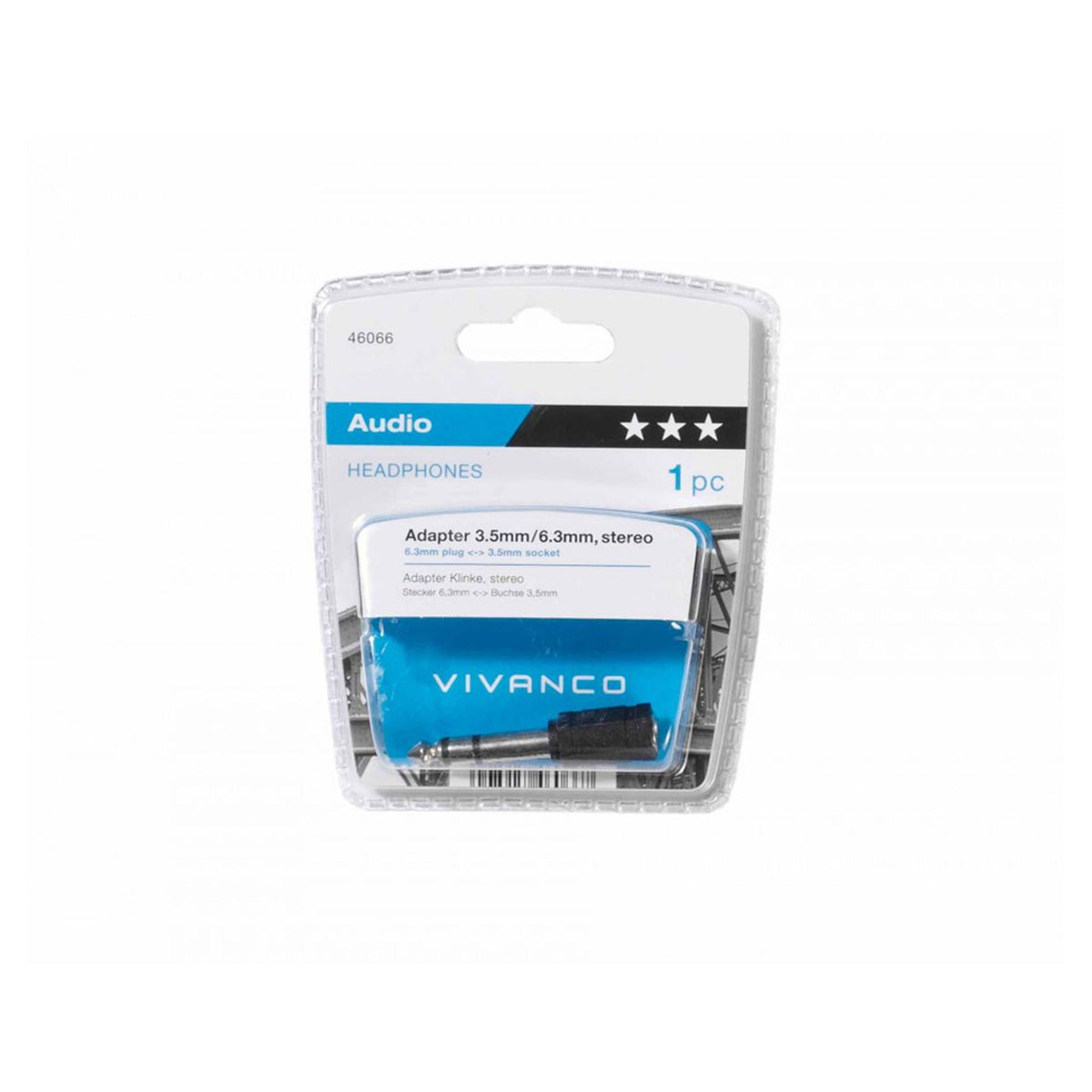 Vivanco 46066 Headphones Stereo Adaptor 6.3mm- 3.5mm