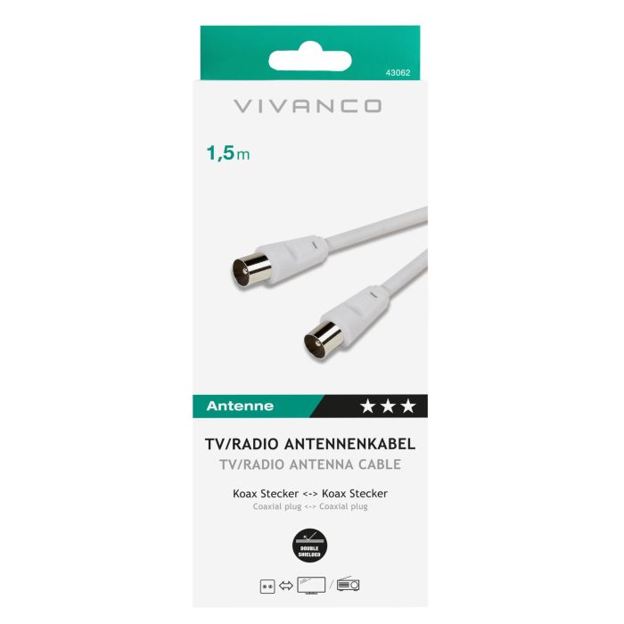 Vivanco 43062 1.5m Aerial Lead Male - Male